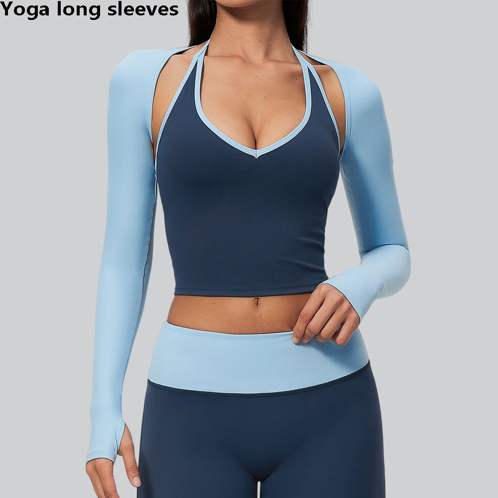 J-Yoga Fitness - Yoga-Langarmshirt für Damen, Sport-Crop-Top, atmungsaktiv, schnelltrocknend,