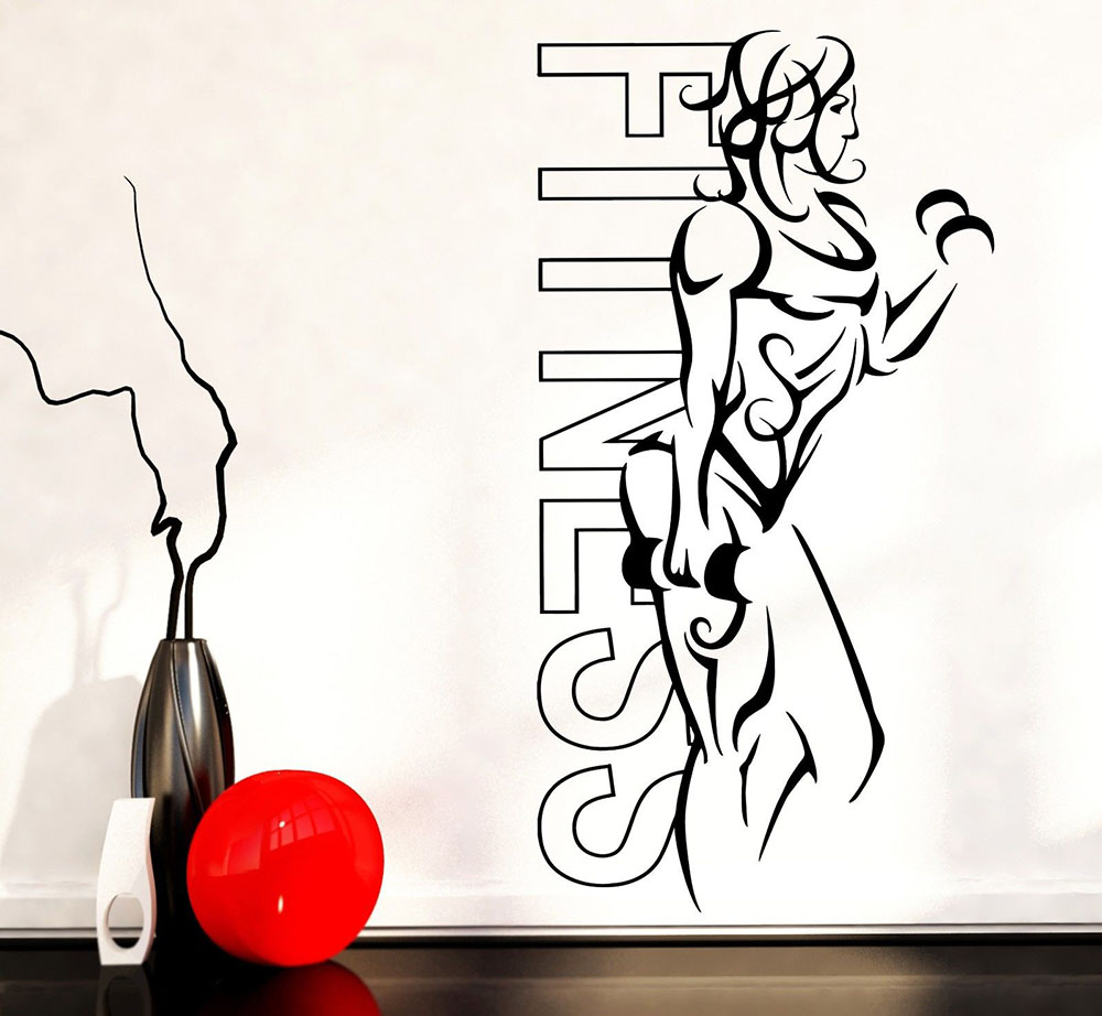 Yoga Fitness Health - Wand Aufkleber Vinyl Fitness Mädchen Frau