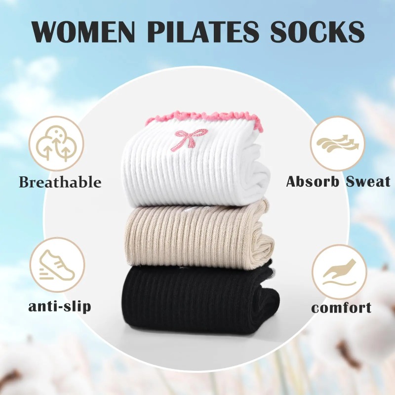 Fitness Of Yoga - Professionelle Yoga-Socken, Baumwoll-Riemen mit Silikon-Antirutschbeschichtung für