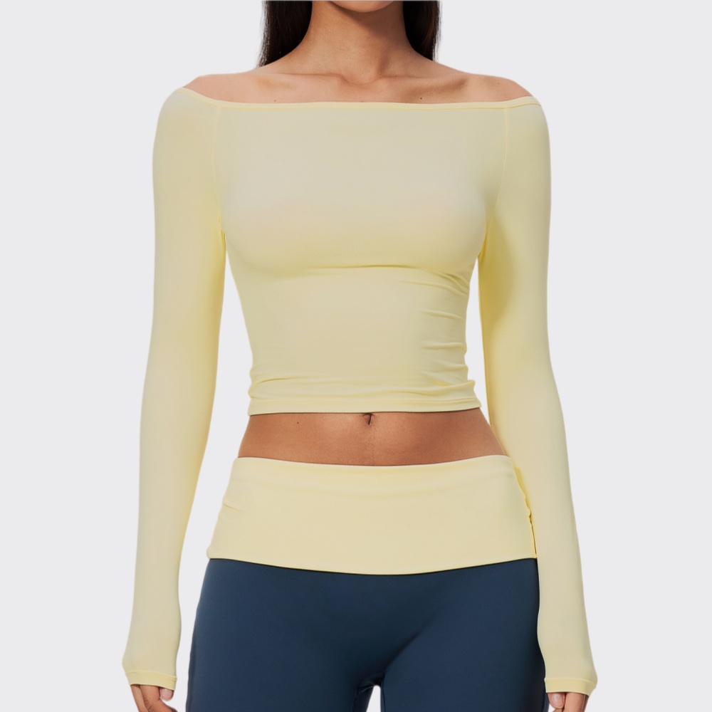 J-Yoga Fitness - Yoga Langarm-Top Damen Fitnesskleidung Schnelltrocknend Eng