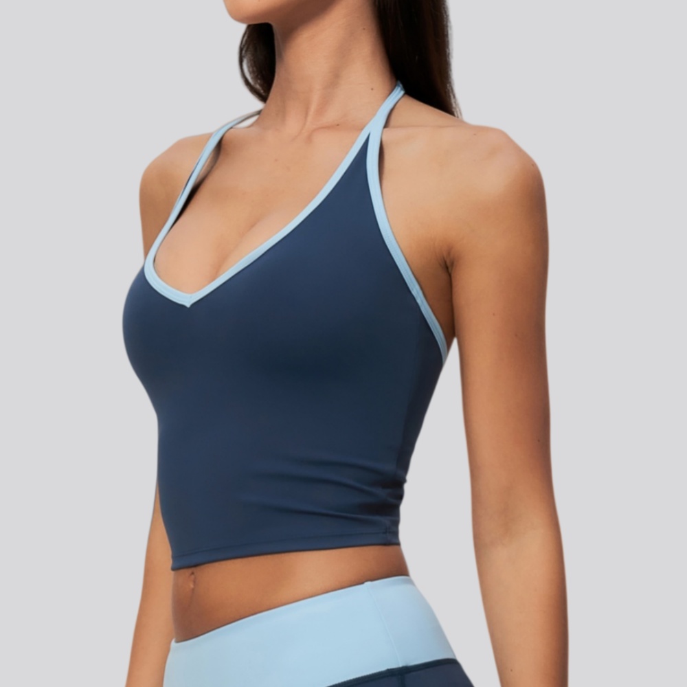 J-Yoga Fitness - Damen Yoga Tanktop mit Brustpolster, Farbblock-Design,